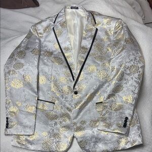 Coofandy Gold and Silver Floral Men's Blazer - Size XXL